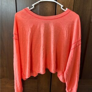 Free People Coral Long Sleeve Top with key hole back